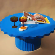 Round Design Coffee Table Child-Safe Montessori Activity Table for Kids (Blue)