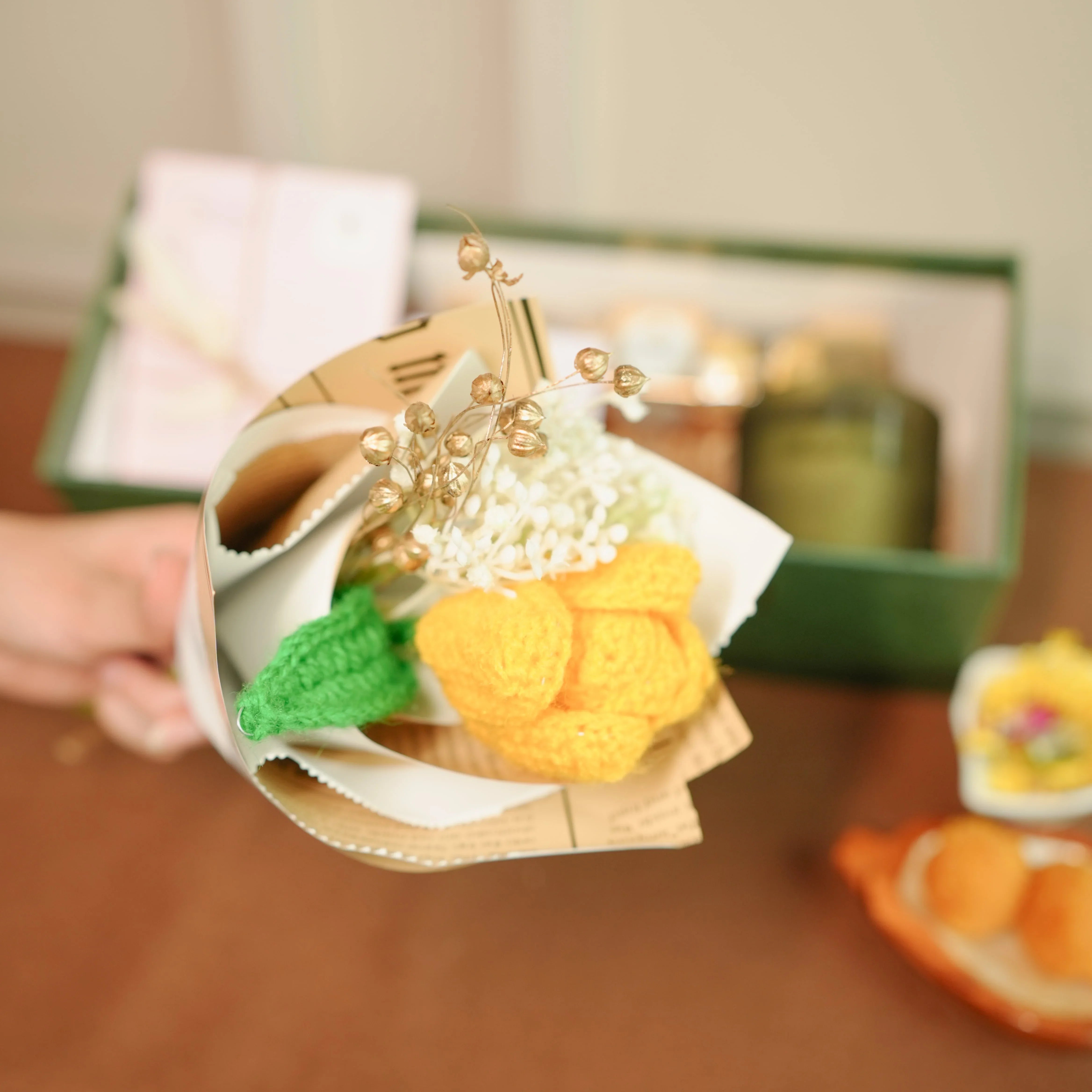 Flower-Themed Rakhi Hamper for Bhai & Bhabhi | Thoughtful Rakhi Gift Set with Candle, Chocolates & Flower Bunch