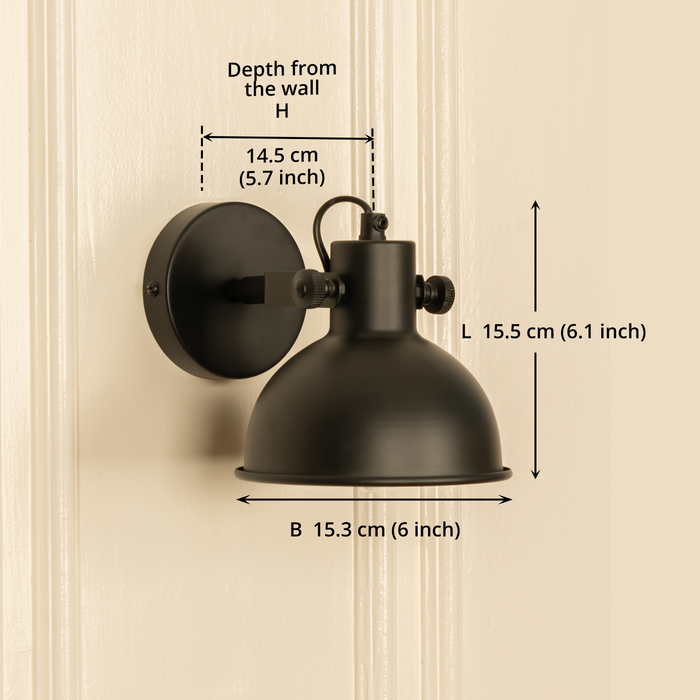 Focus Reading Wall Light with Rotation Adjustment Black Polished for Bedside, Bedroom, Living Room, Home Decoration, Hotel Wall Lamp Pack of 1