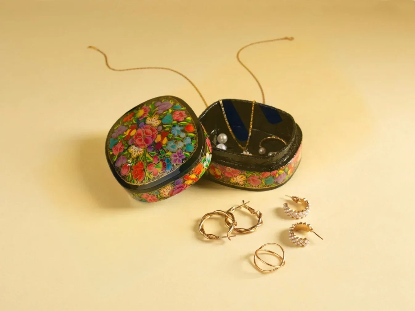 Hand Painted Paper Mache Box