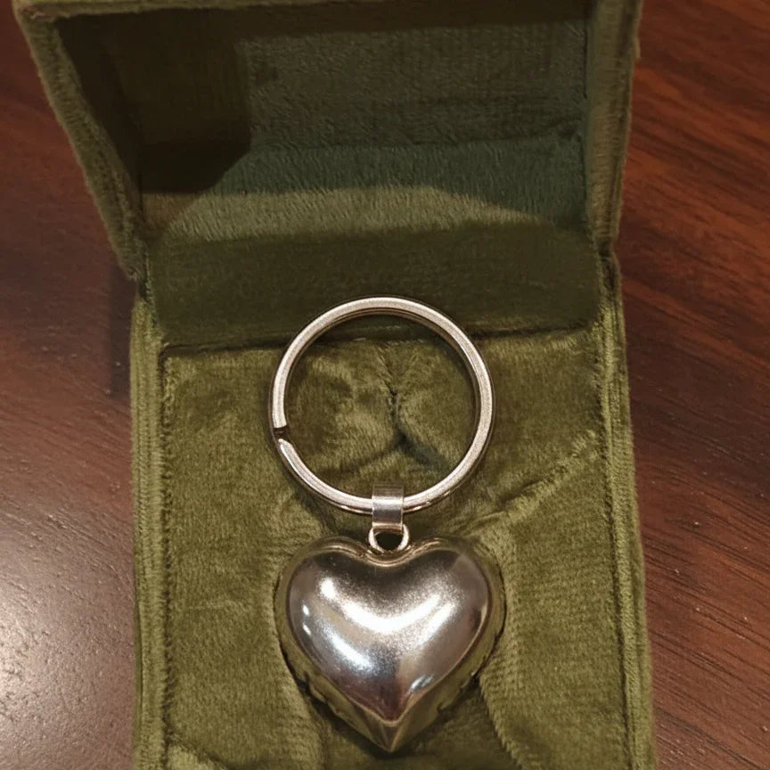 Pure Silver Plated Brass Heart Keyring With Custom Name Engraving
