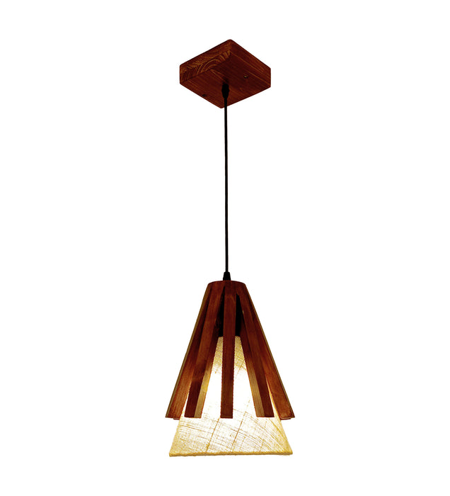 Flue Brown Wooden Single Hanging Lamp