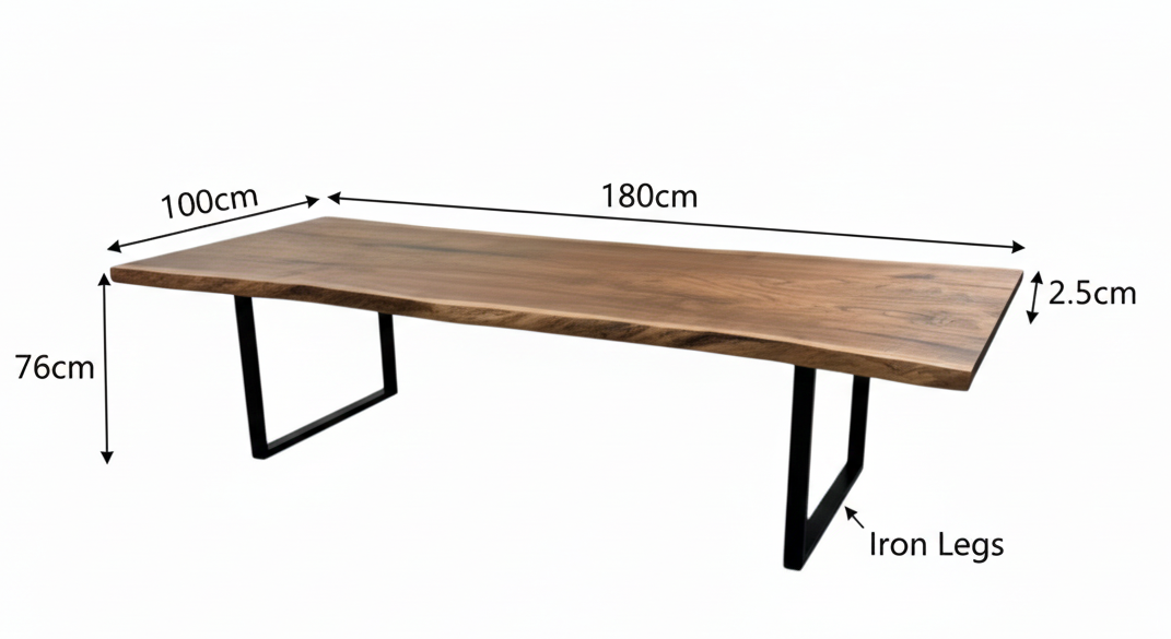 Live Edge Table | Acacia Wood, Stainless Steel
