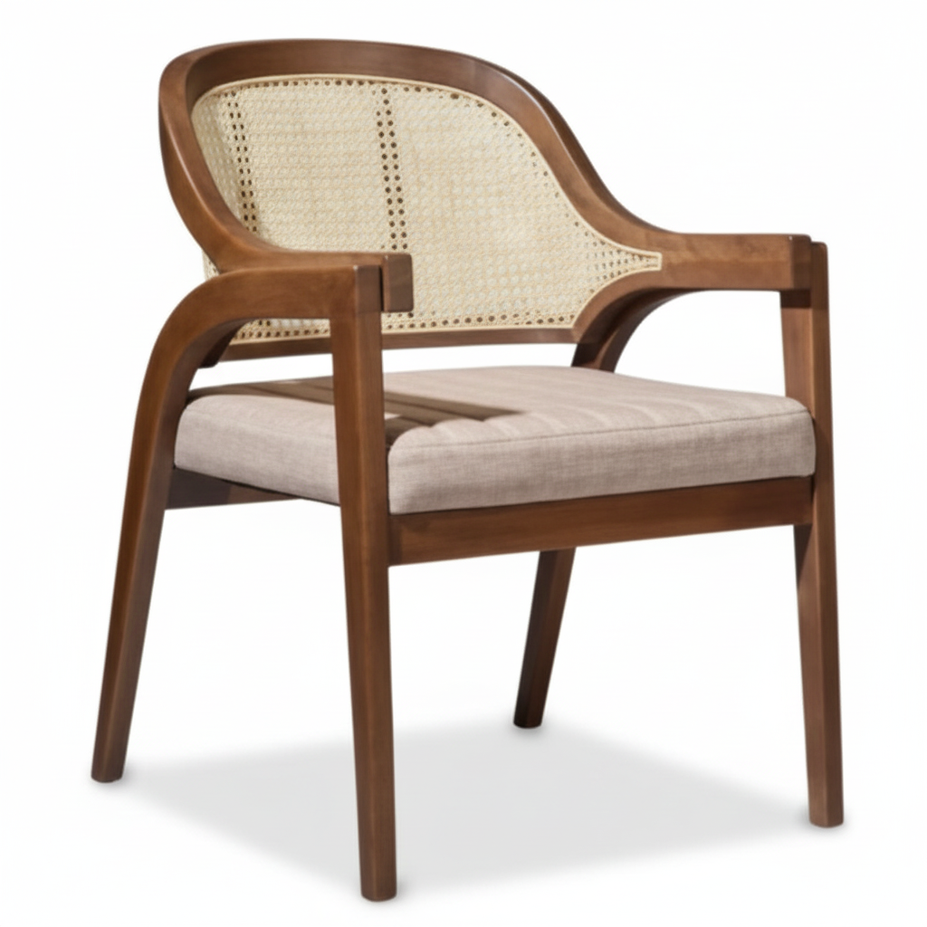 Caneva Dining Chair in Mango Wood | Walnut Finish Comfortable Wooden Chair for Living Room