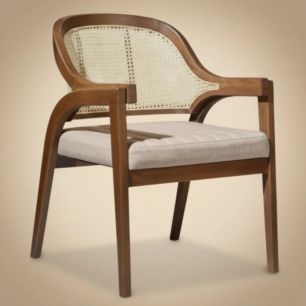 Caneva Dining Chair in Mango Wood | Walnut Finish Comfortable Wooden Chair for Living Room