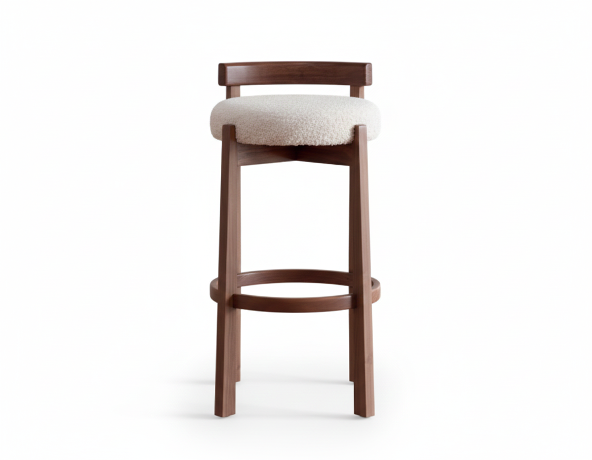 Cirica Barstool | Acacia Wood, Upholstery
