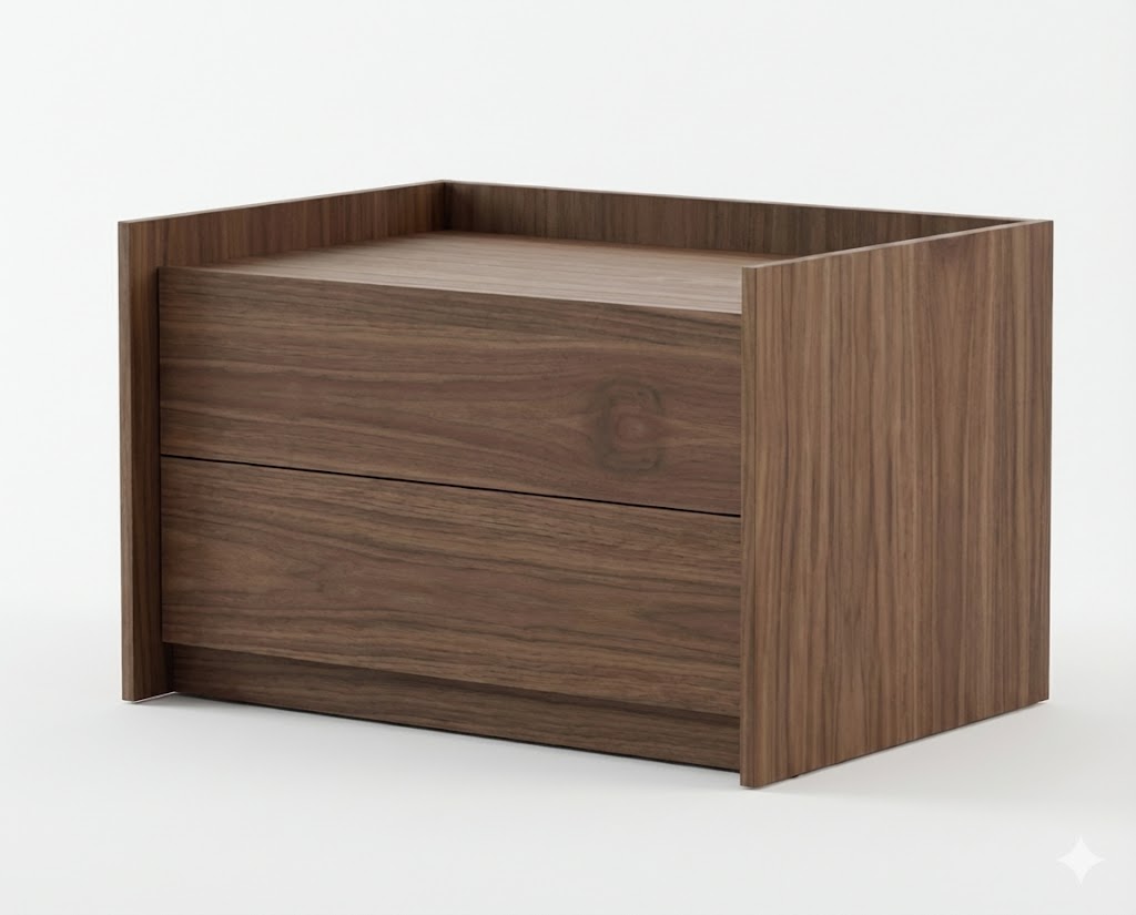 Modern Wooden Bed Side Table with Designer Pop-Out Legs | Solid Wood Nightstand