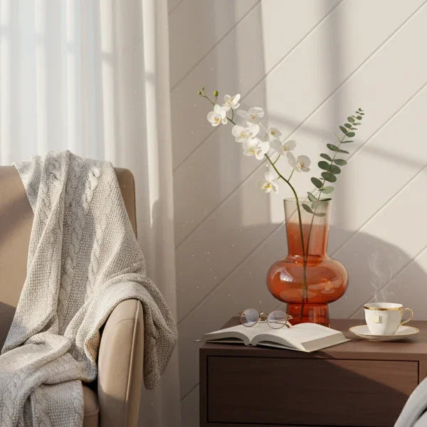 Orange Ombre Glass Flower Vase | Luxury Decorative Vase for Living Room