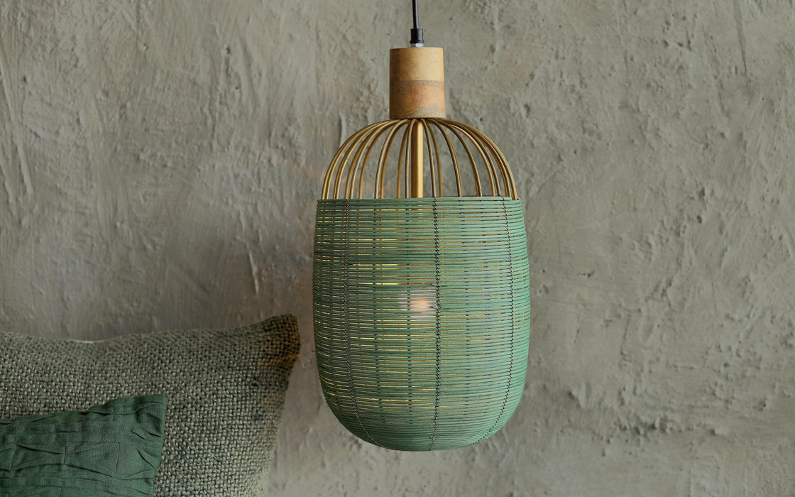 Henka Green Hanging Lamp Tall | Green Pendant Ceiling Lights