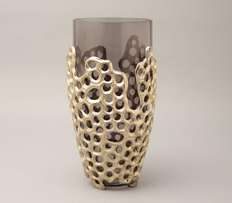 Celestial Vase | Gold Finished with Black Luster Glass
