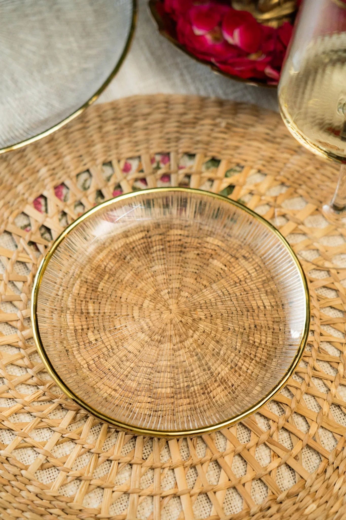 Genda Saaj Dinner Plate With Golden Rim