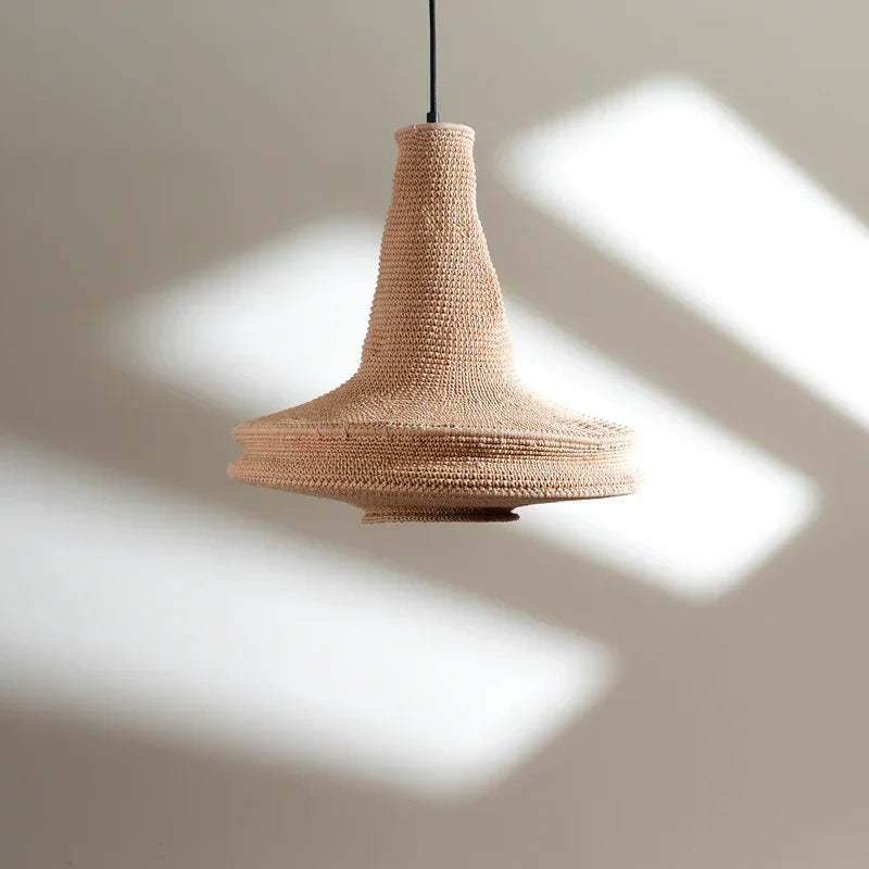 Handcrafted Crochet Pendant Hanging Light | Boho-Inspired Decorative Lampshade for a Cozy Atmosphere | Cotton