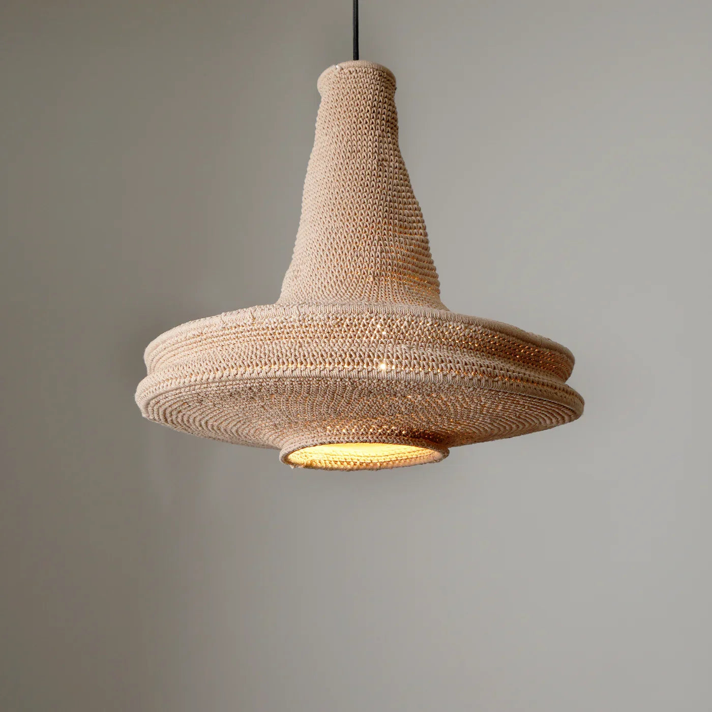 Handcrafted Crochet Pendant Hanging Light | Boho-Inspired Decorative Lampshade for a Cozy Atmosphere | Cotton