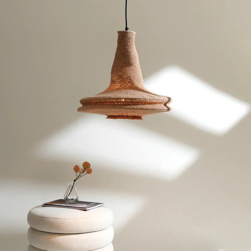 Handcrafted Crochet Pendant Hanging Light | Boho-Inspired Decorative Lampshade for a Cozy Atmosphere | Cotton