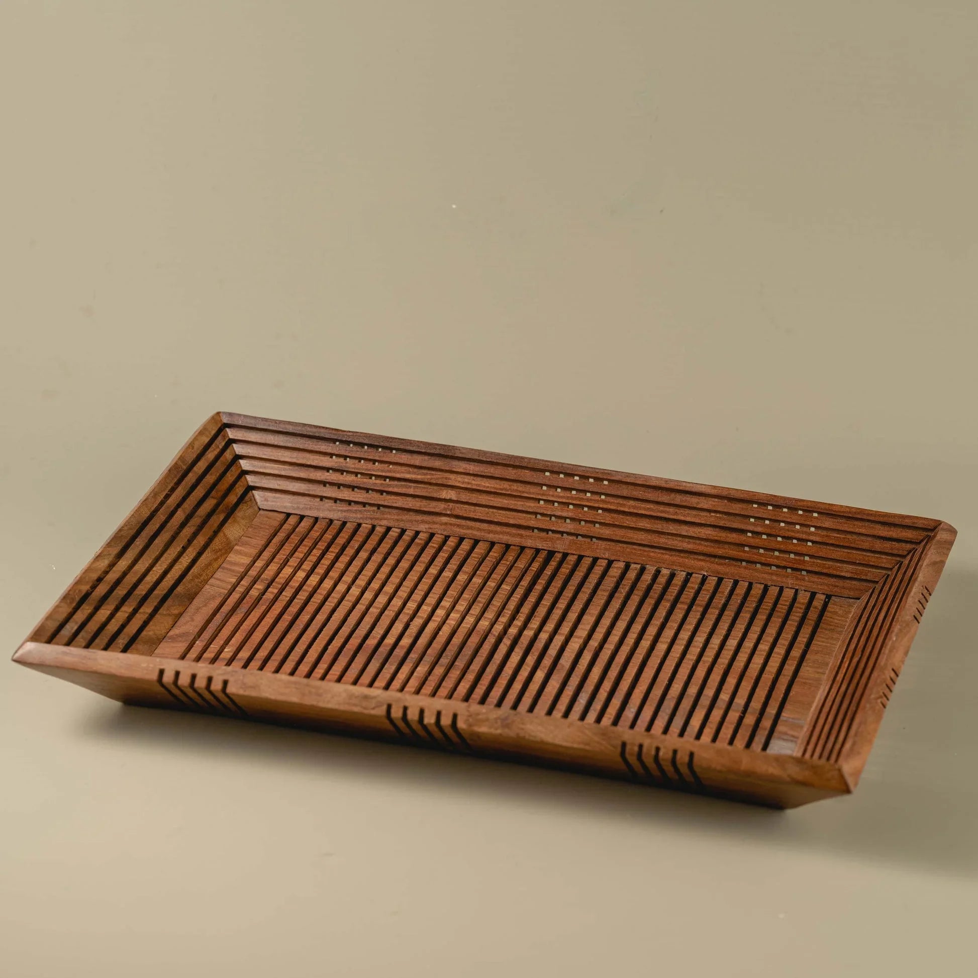 Jaali Sheesham Wooden Mesh Style Serving Tray | Brown Platter For Serveware
