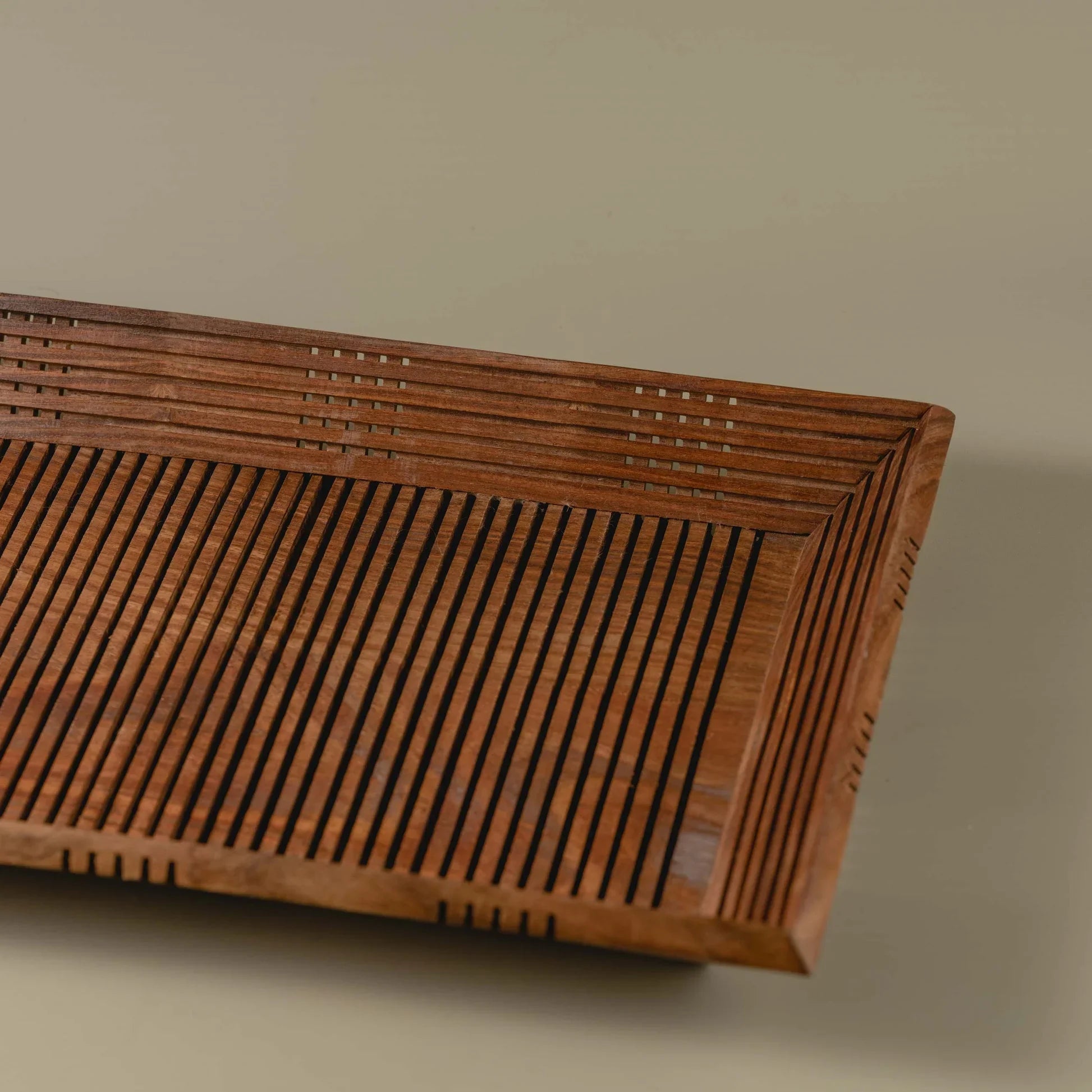Jaali Sheesham Wooden Mesh Style Serving Tray | Brown Platter For Serveware