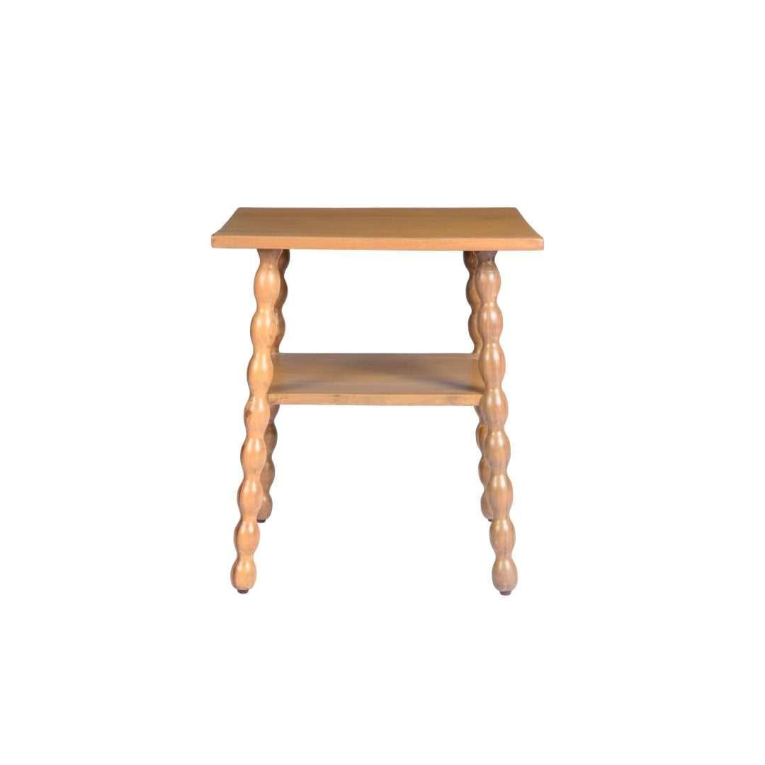 Spindle Side Table for Living Room | Teakwood End Table | Elegant Accent Table in Oak & Walnut Finish
