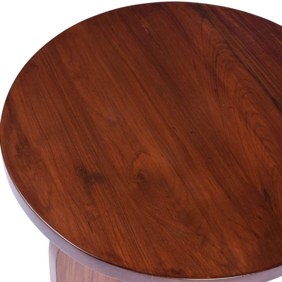 Cole Round Teakwood Side Table for Living Room & Bedroom | Modern Wooden Accent Table