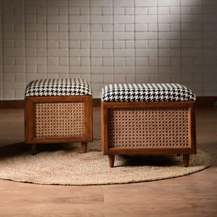 Houndstooth Ottoman | Modern Pouffes for Sitting & Printed Ottoman