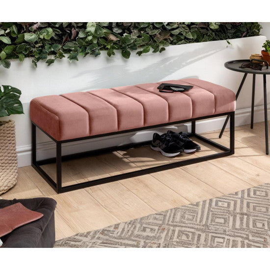 Fresno Long Ottoman Cum Bench | Hallway Bench | Dining Bench | Extra Seating (Ruddy Pink)