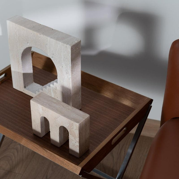 Travertine Architectural Artifact for Table Decor | Showpieces for Bedside Table