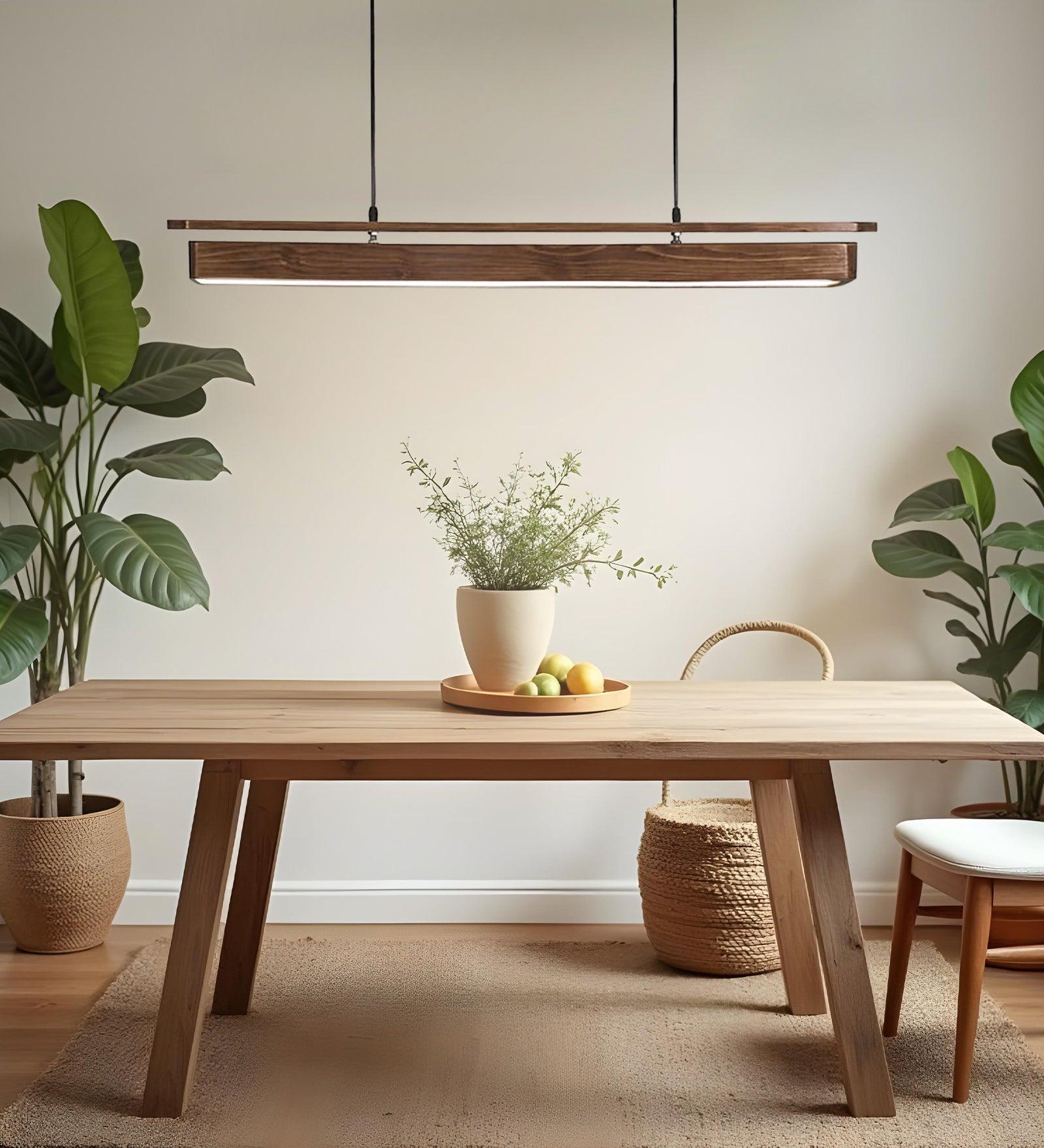 Art Deco Brown Wooden Led Hanging Lamp