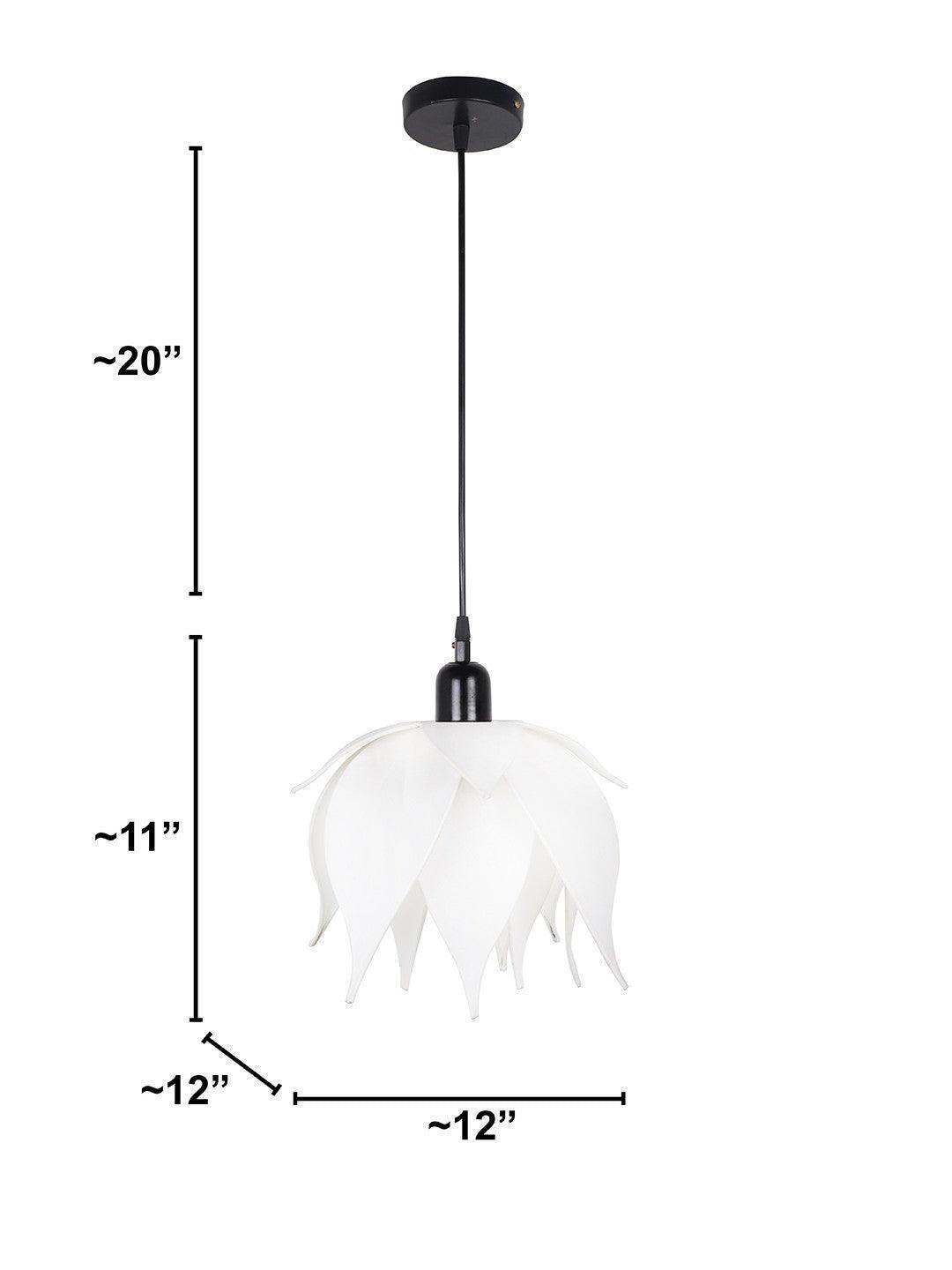 Auspicious Ivory Lotus Pendant Wall Hanging Light Lamp For Indoor & Outdoor Decor