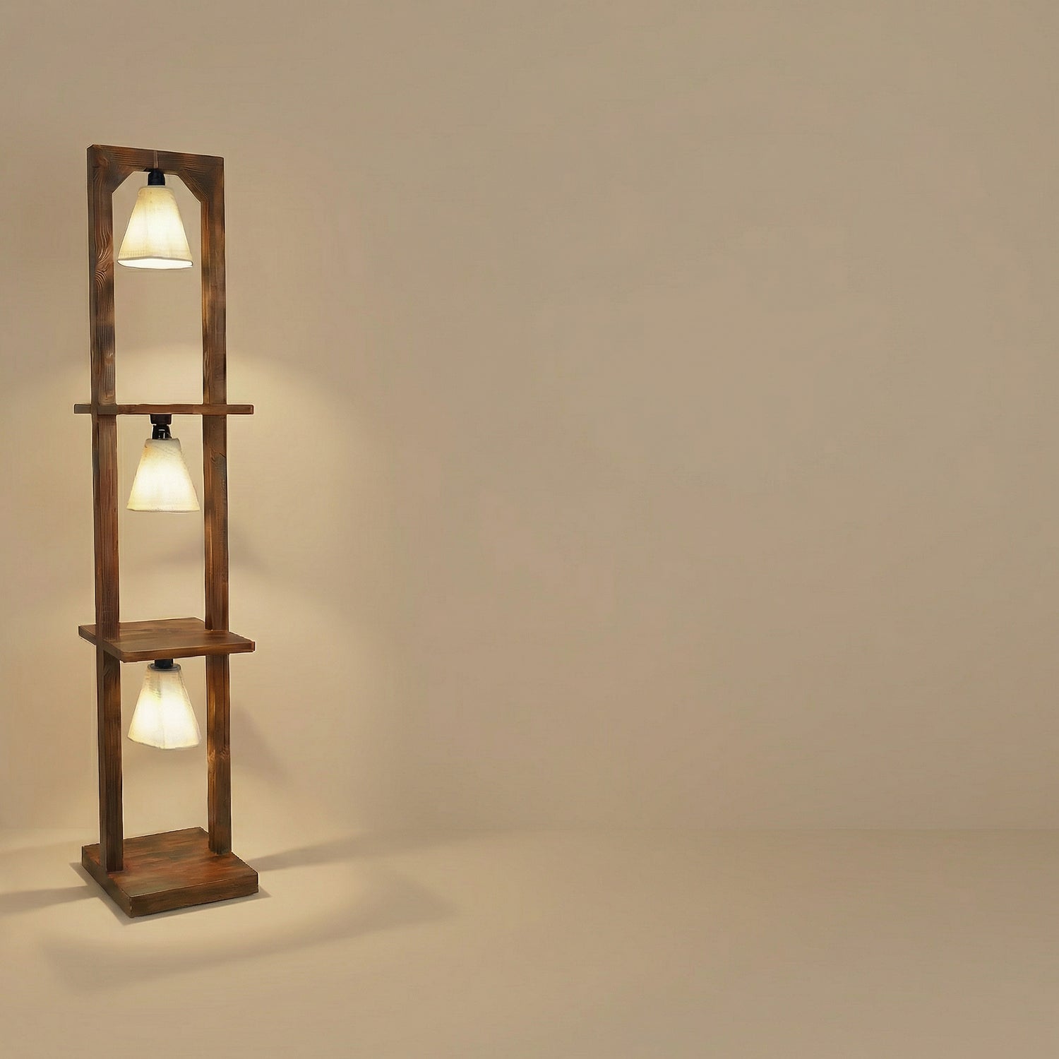 Daffodil Wooden Floor Lamp with Jute Fabric Lampshade | Standing Lamps for Living Room