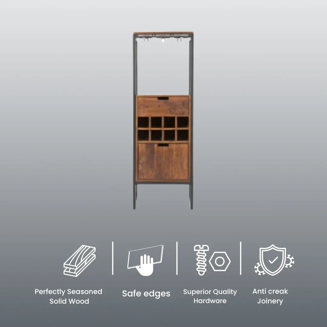 Penny Bar Cabinate | Metal + Acacia Wood