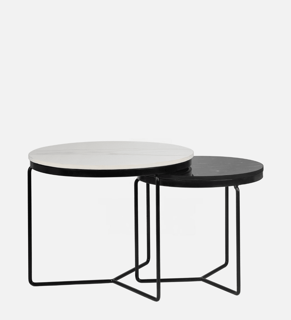 Minimal Nesting Tables with Marble Top | Set of 2 Center Coffee Table for Living Room