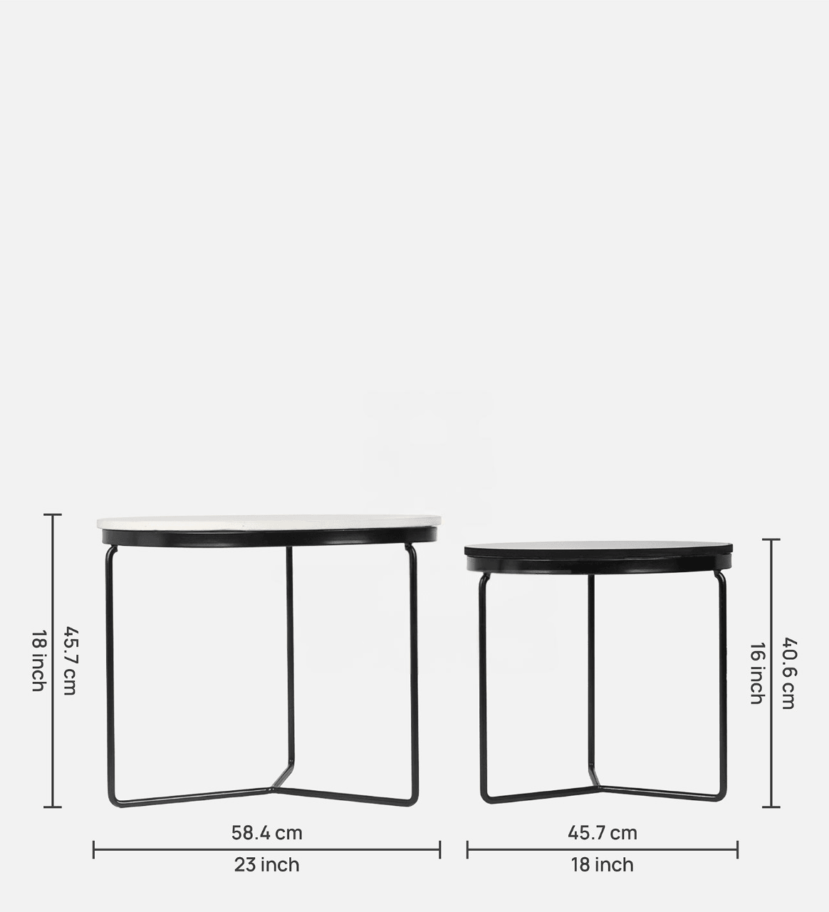 Minimal Nesting Tables with Marble Top | Set of 2 Center Coffee Table for Living Room