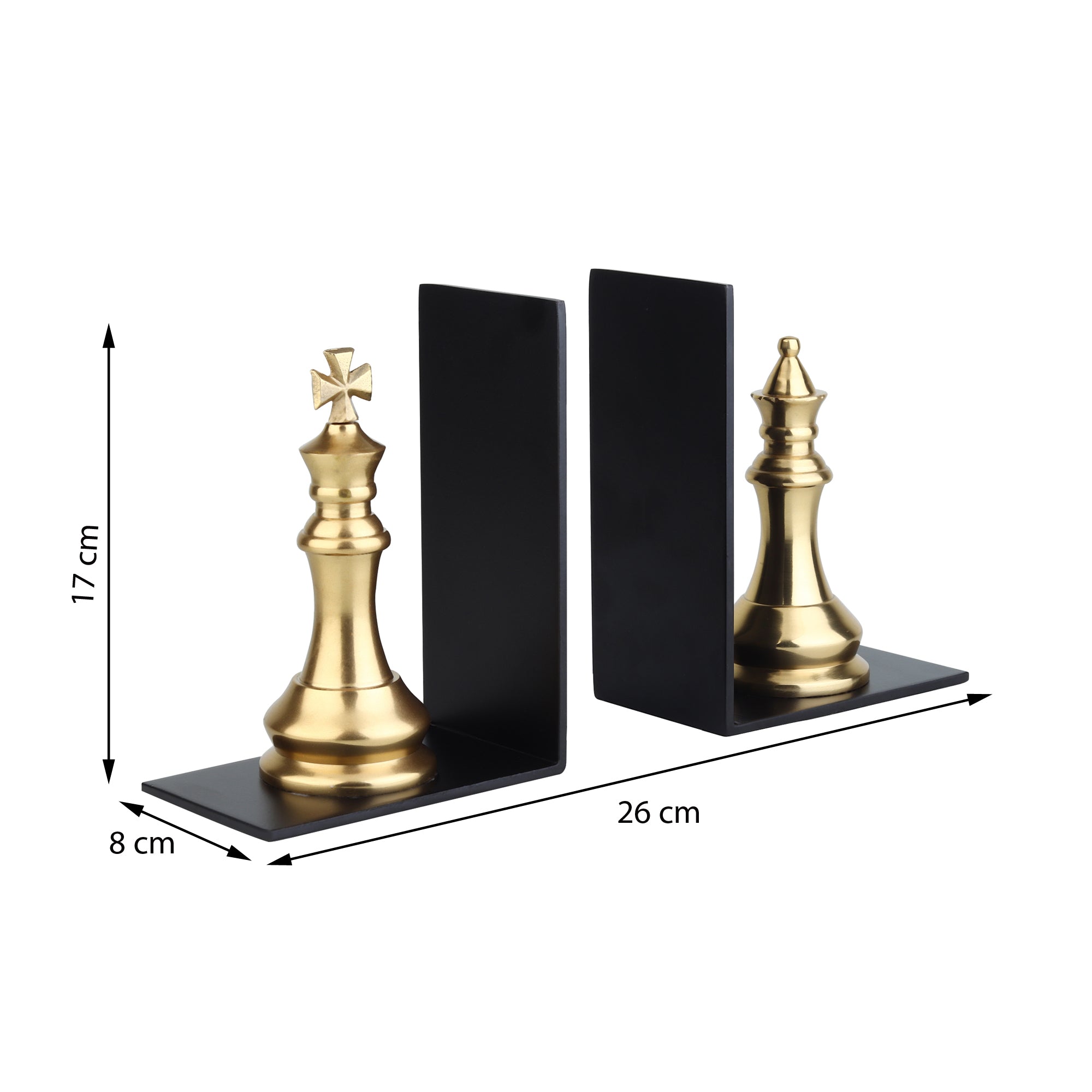 Orlian King & Queen Chess Bookends | Luxury Gold Decorative Book Holders