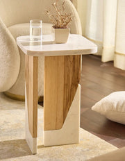 Arvod - White Marble, Ashwood | Side Table