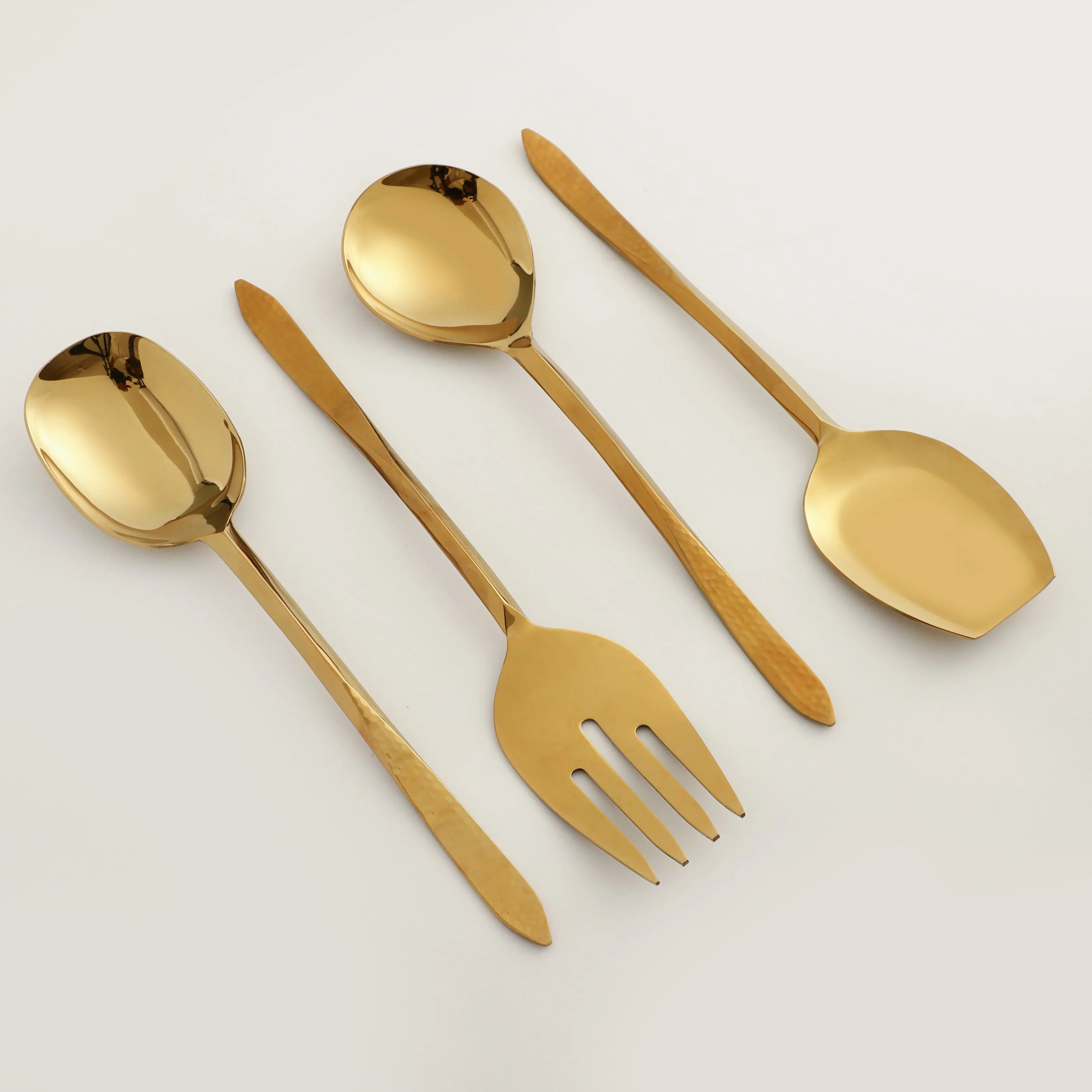 Dune Hammered Serving Set Gold