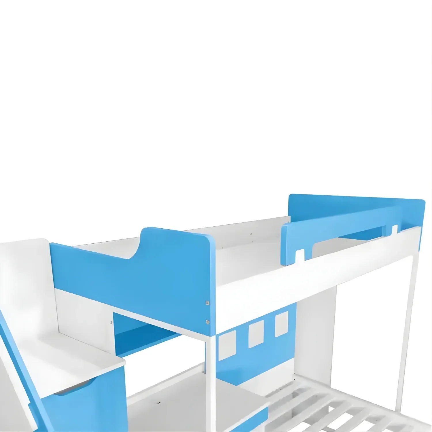 Secure Ladder Access Bunk Bed with Study Table in (Blue & White)