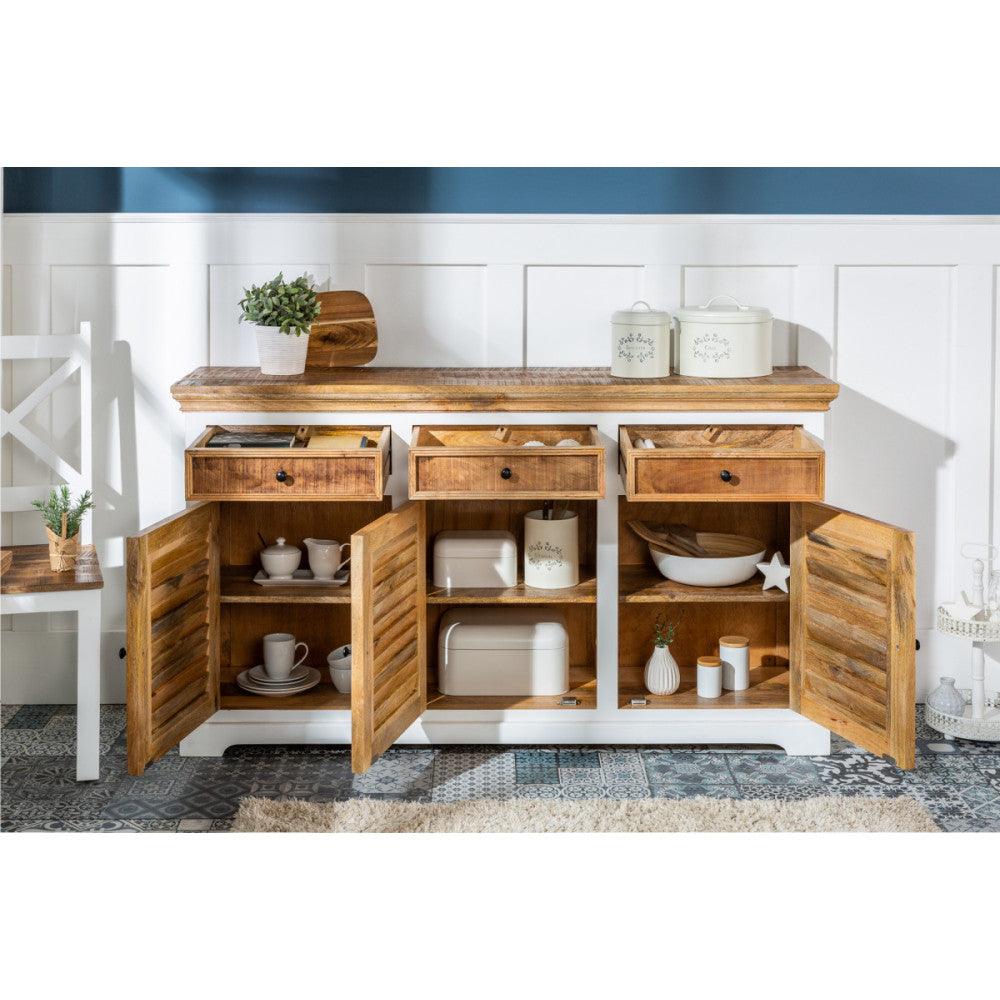 Whitewave Solid Wood Sideboard With Three Drawer And Door Storage Unit (Sideboard)
