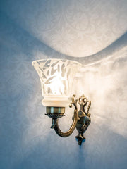 Small Aluminium & Glass Embossed Single U Arm Wall Lamp Light