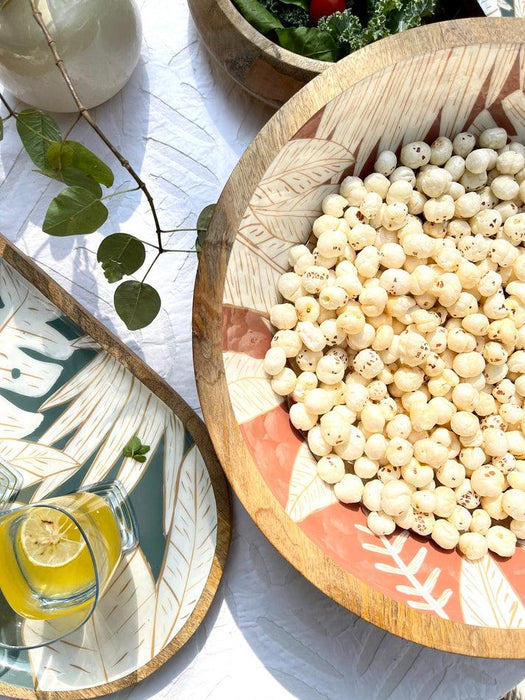 Enamel Coated Handcrafted Wooden Bowl