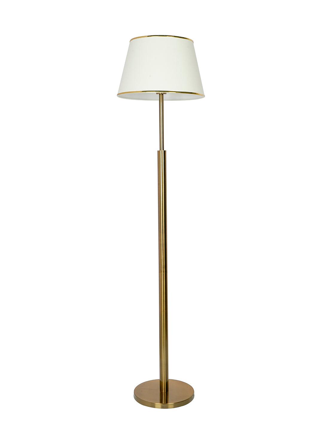 Simple Sophistication: Antique Brass Floor Lamp with Cream Shade