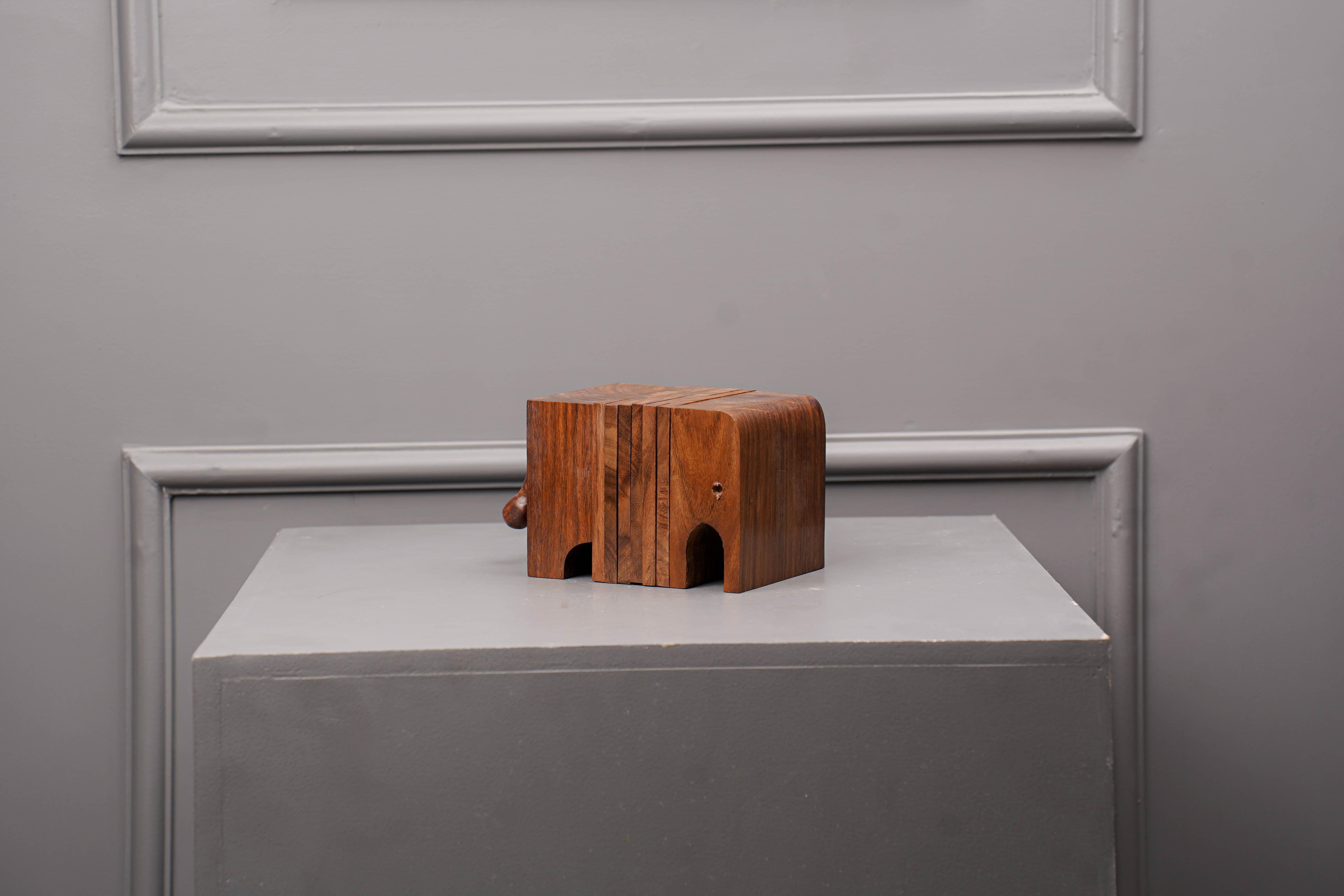 Handcrafted Wooden Elephant Coaster ( Set of 6)