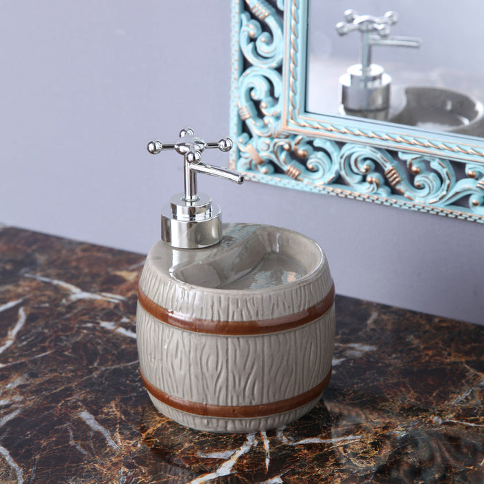 Barrel Soap Dispenser | Decorative Ceramic Pump Dispenser