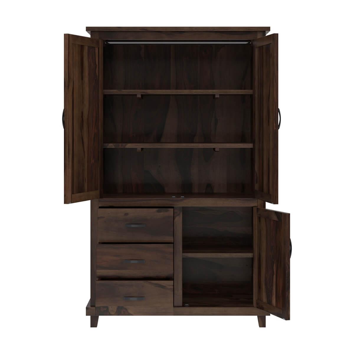 Claire Solid Sheesham Wood  Wardrobe In Provincial Teak Finish