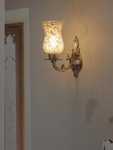 Traditional Meena Aluminium Single Light Wall Sconce with Golden Etched Glasses