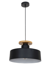 13-inch Black Modern Nordic Pendant Light with Wooden Base