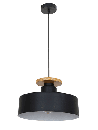 13-inch Black Modern Nordic Pendant Light with Wooden Base