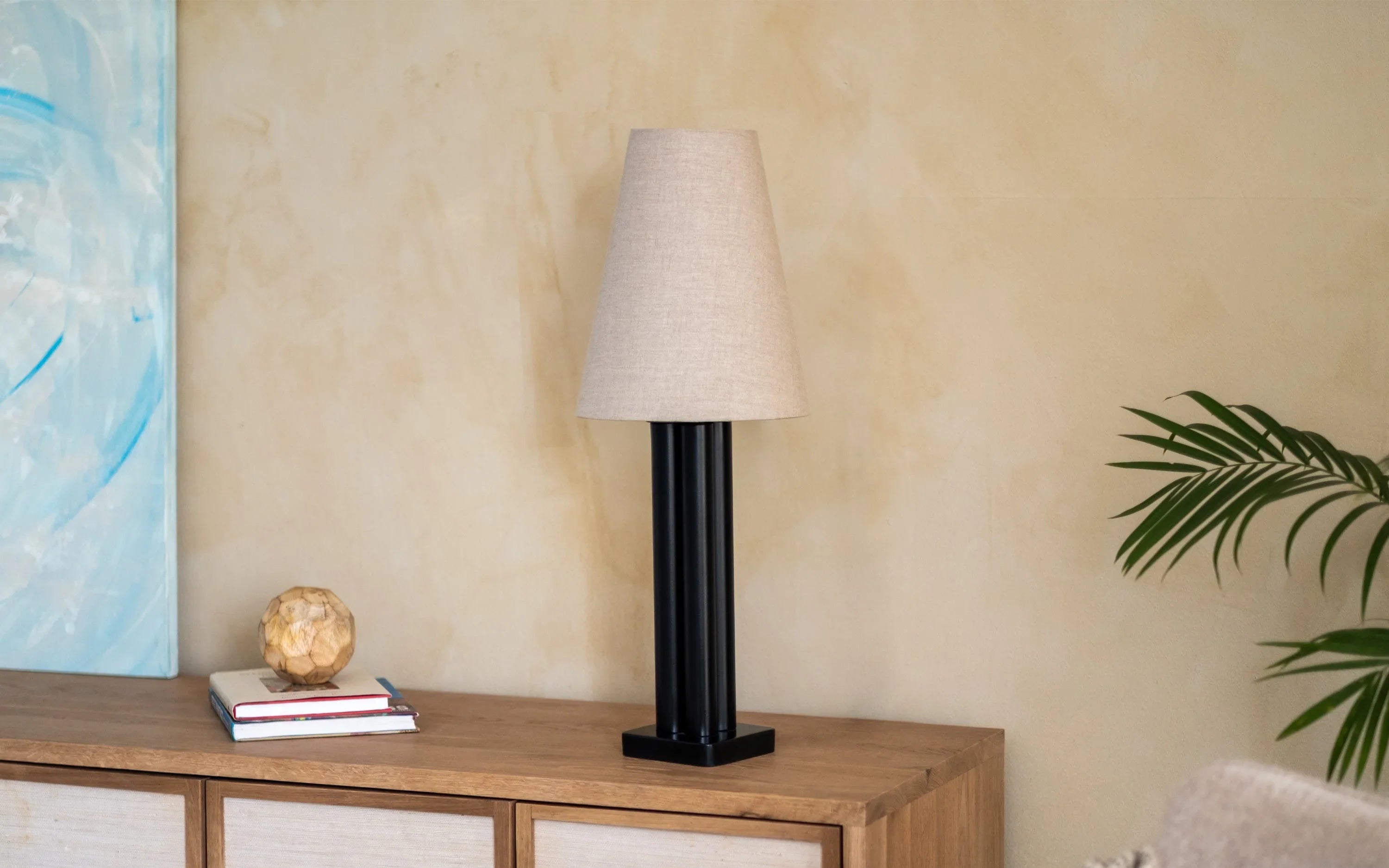 Solis Table Lamp | Mild Steel and Linen Fabric