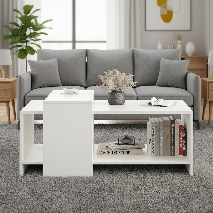 Coffee Table for Living Room with Storage Shelf - Blueten