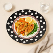 Premium Ceramic Polka Dot Dinner Plate – 26 cm Flat Serving Plate