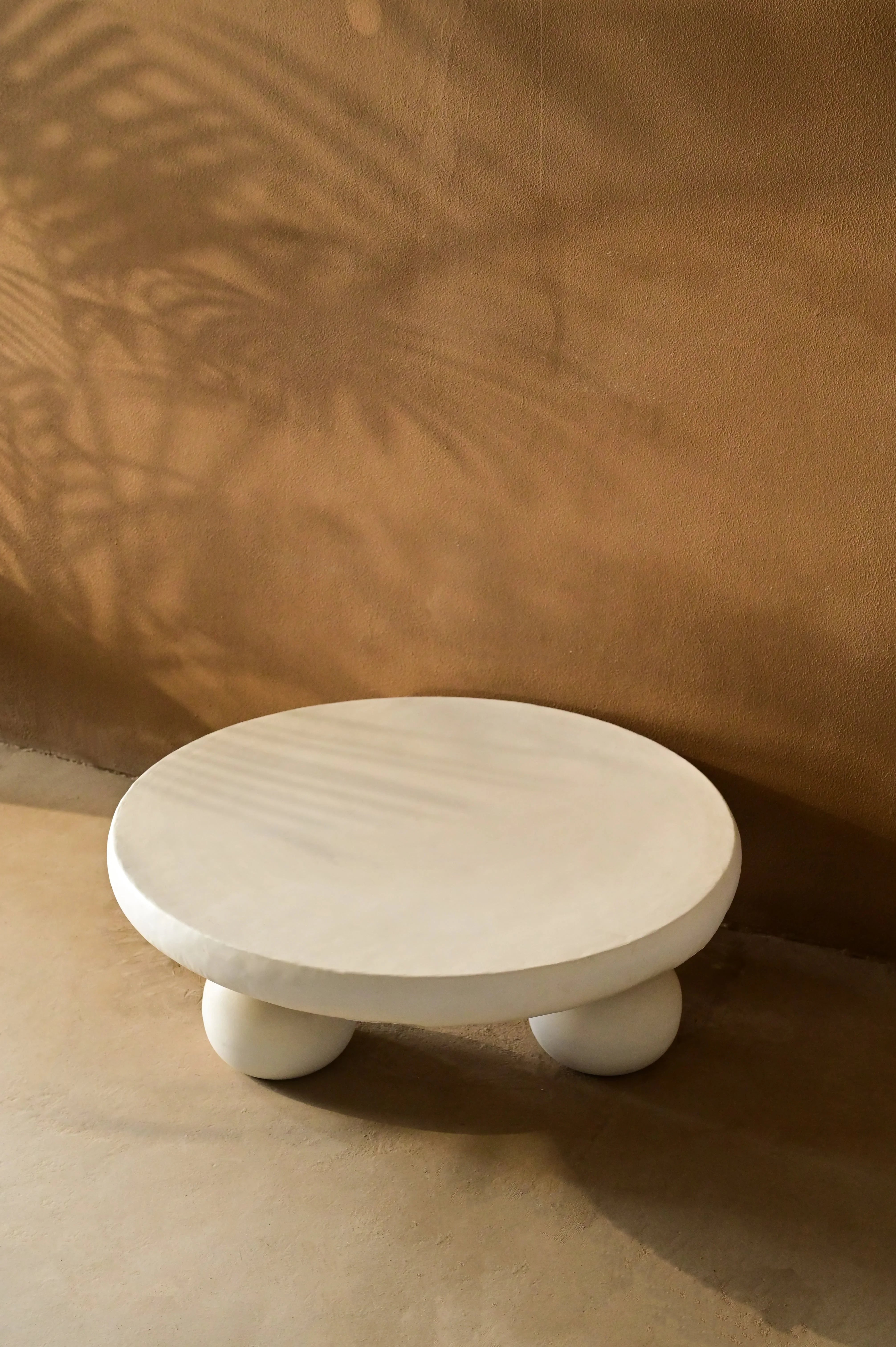 Haru White Coffee Table | Modern Round Center Table for Living Room