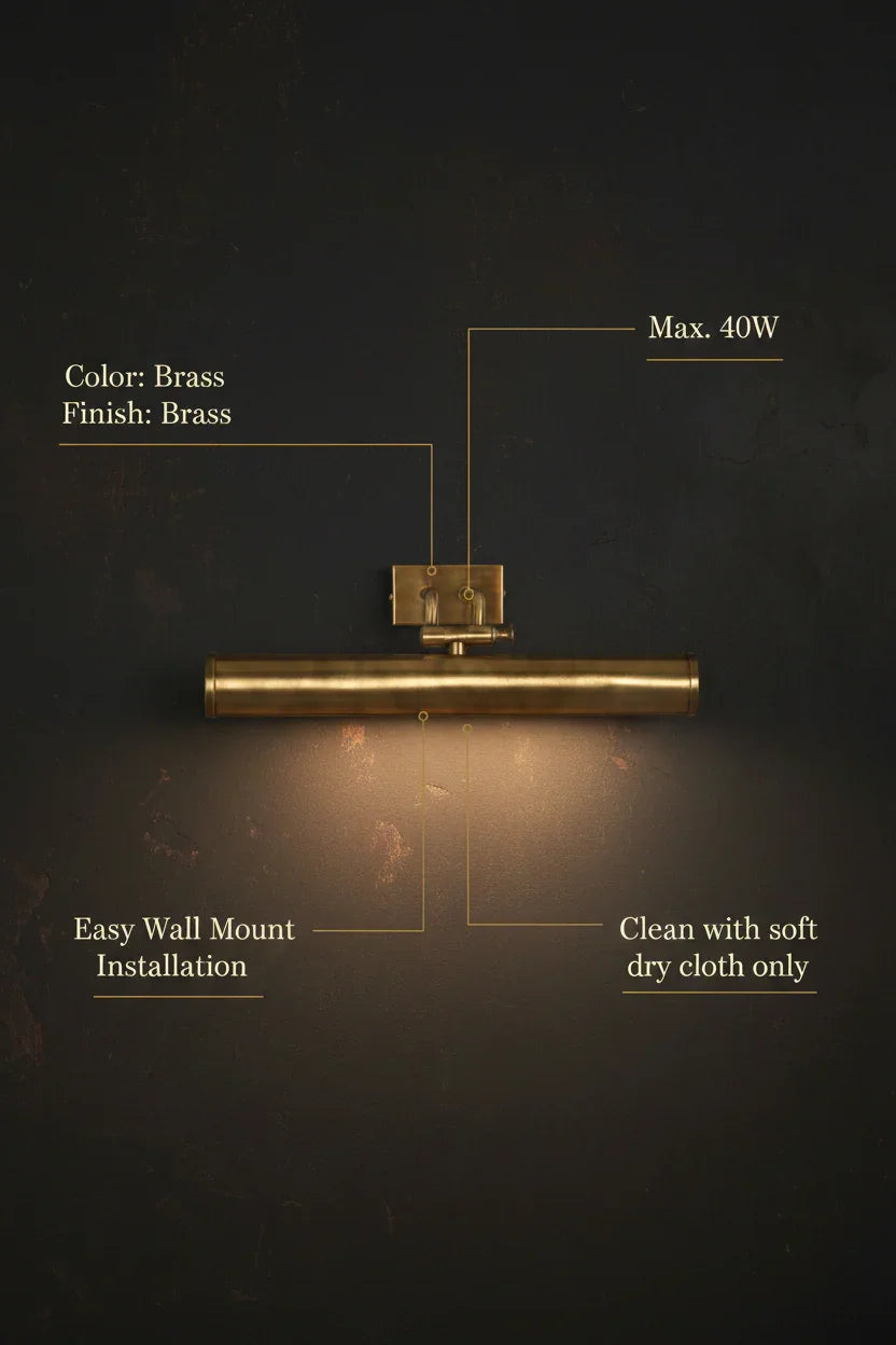 Simple Classic Brass Picture Light | Elegant Wall Highlighter & Vanity Mirror Light